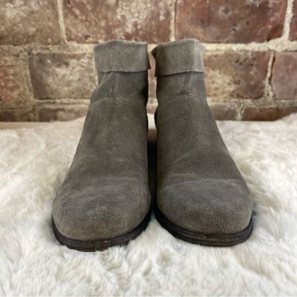 Eileen Fisher Gray Suede Ankle Booties Boots Sz 8.5 - Picture 2 of 7